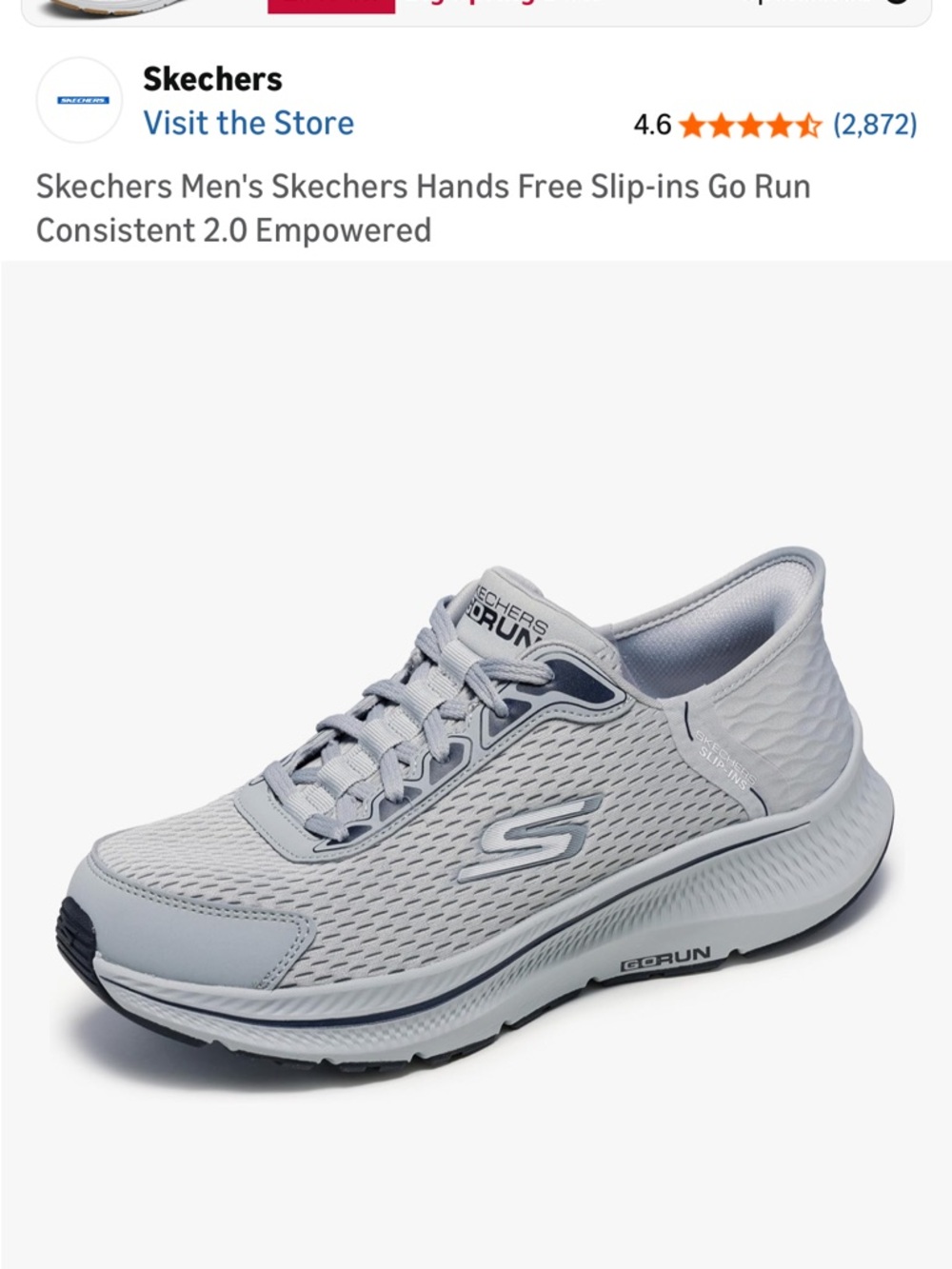 Skechers Men's Light Gray Athletic Slip-On Running Shoes with Dark Gray Accents